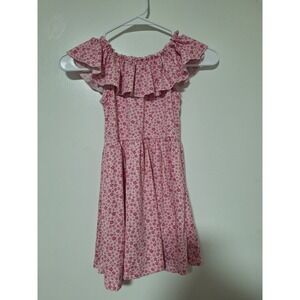 Paisley Lane Girls Size 6 Pink Floral Off Shoulder Ruffle Dress Short Sleeve
